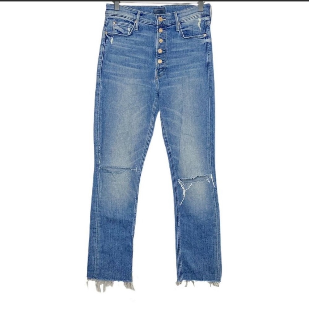 MOTHER Distressed Pixie Dazzler Ankle Fray Jeans